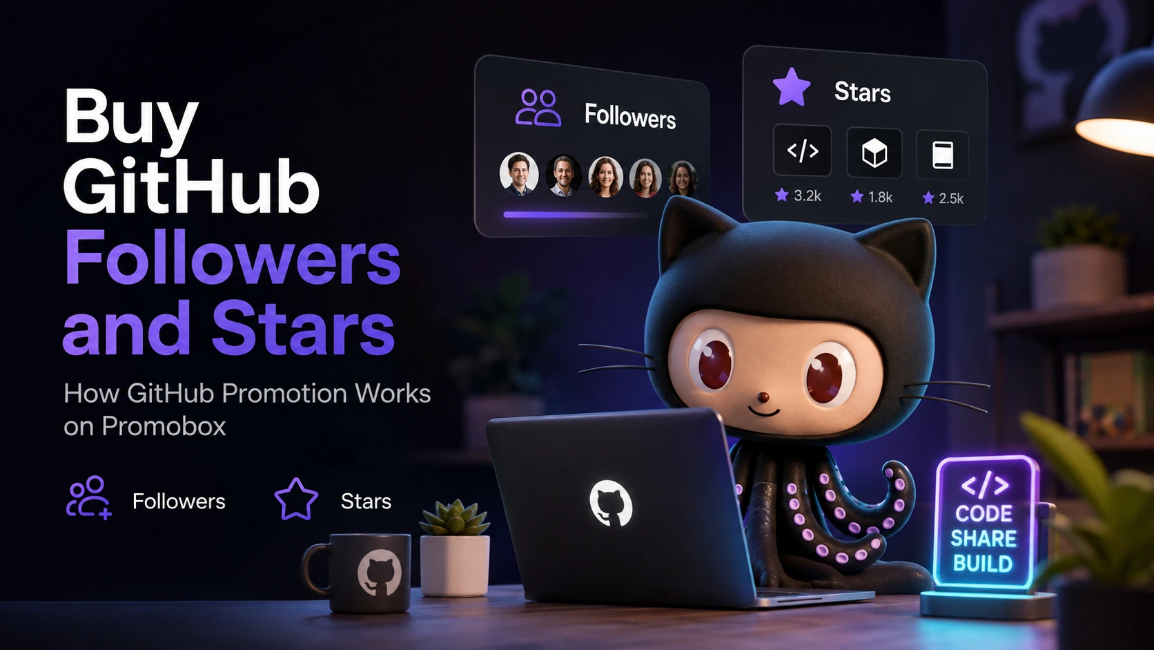 GitHub followers and stars promotion services on Promobox
