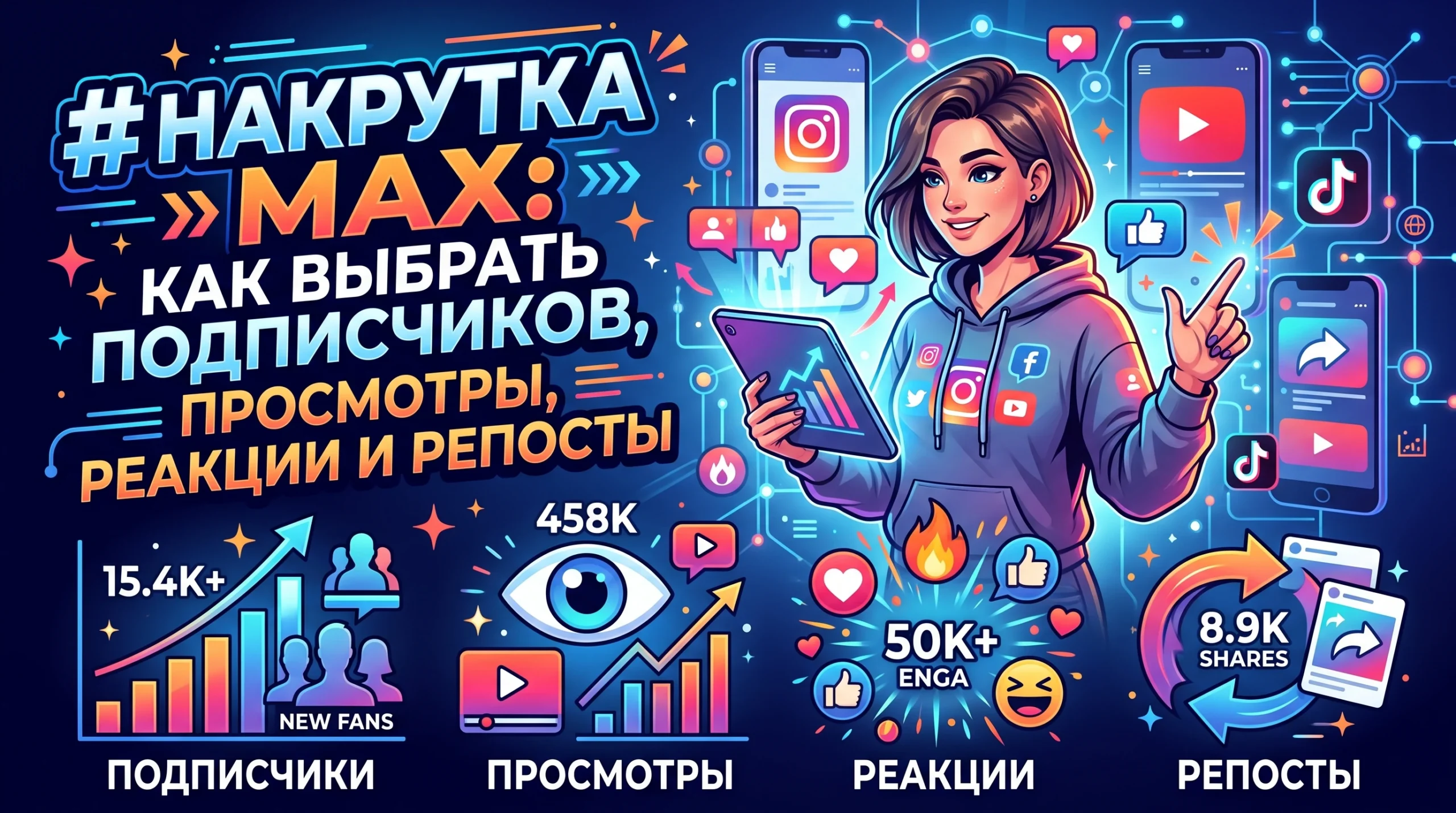 Накрутка MAX: подписчики, просмотры, реакции и репосты
