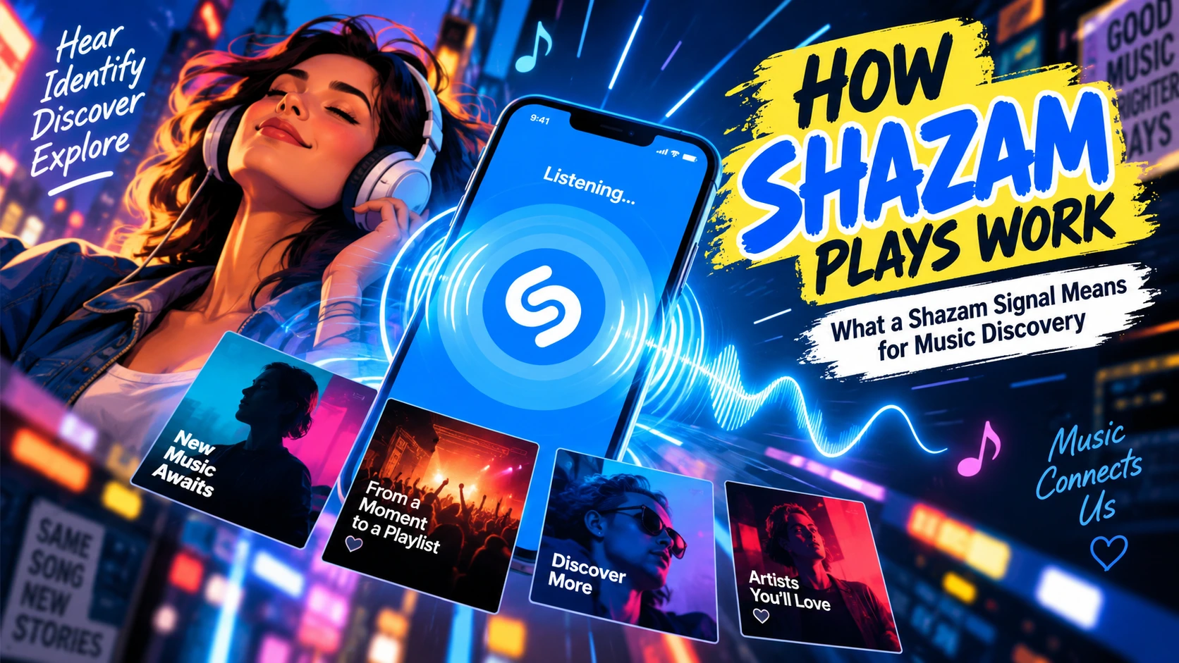 Shazam music discovery illustration